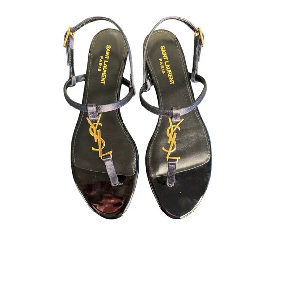 Saint Laurent NIB Cassandra Flat Sandals in Patriot Navy Size 39.5 - Picture 2 of 13